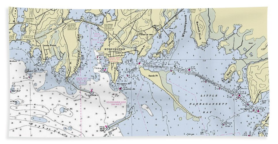 Stonington Connecticut Nautical Chart Bath Towel