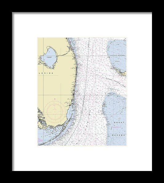 Straits Of Florida Nautical Chart - Framed Print