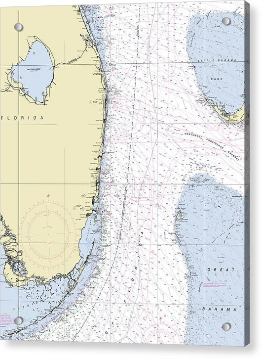 Straits Of Florida Nautical Chart - Acrylic Print