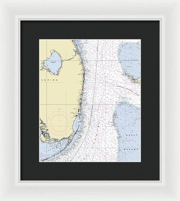 Straits Of Florida Nautical Chart - Framed Print