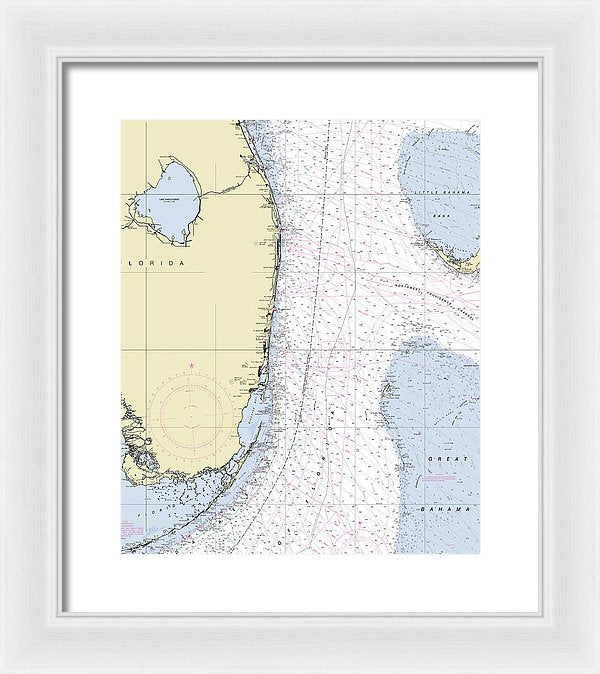 Straits Of Florida Nautical Chart - Framed Print