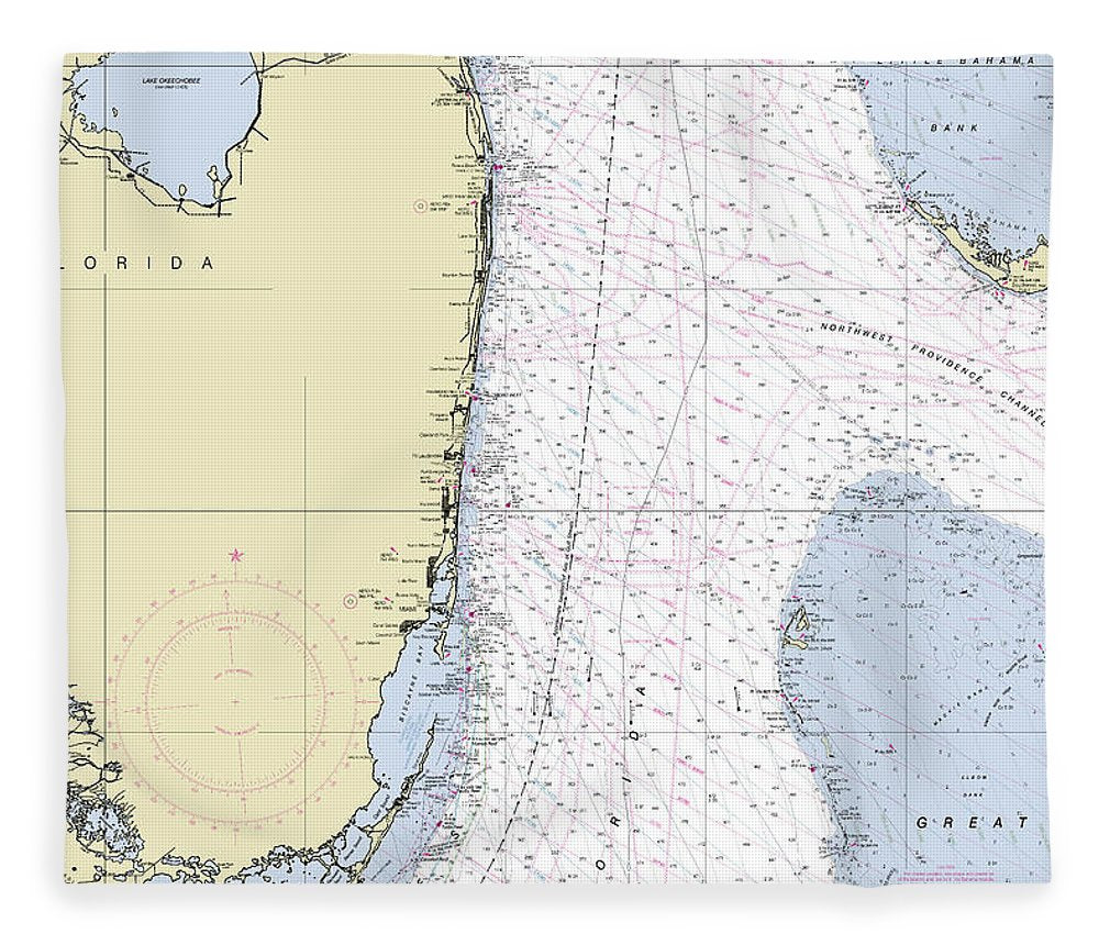 Straits Of Florida Nautical Chart Blanket