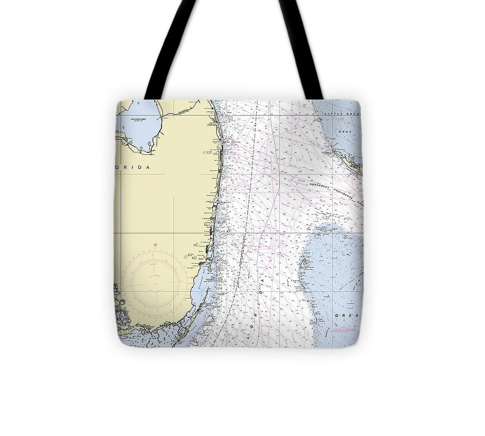 Straits Of Florida Nautical Chart Tote Bag