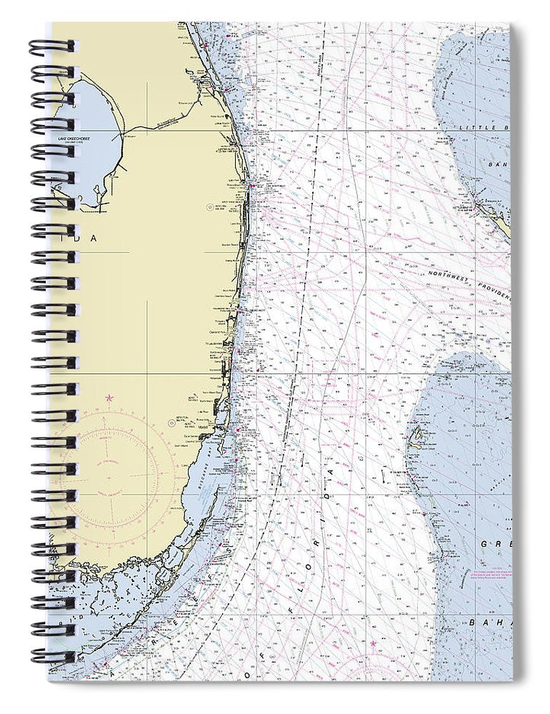 Straits Of Florida Nautical Chart Spiral Notebook