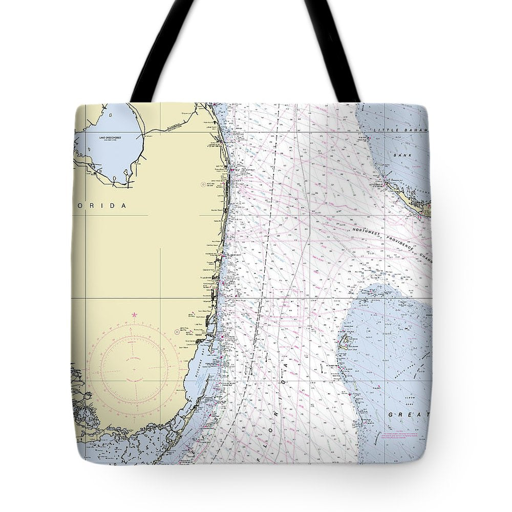 Straits Of Florida Nautical Chart - Tote Bag