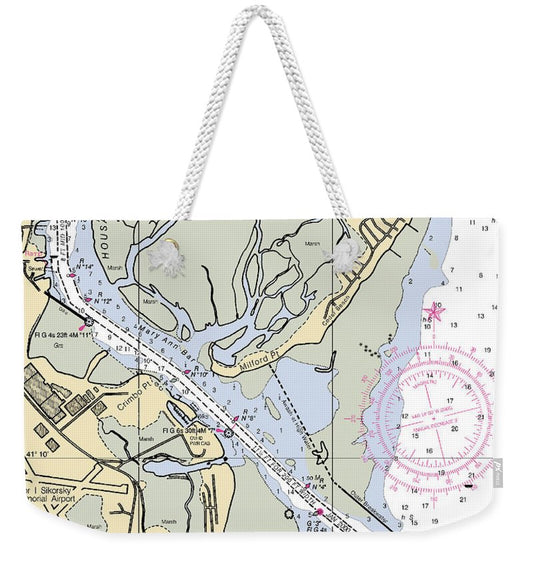 Stratford-connecticut Nautical Chart - Weekender Tote Bag