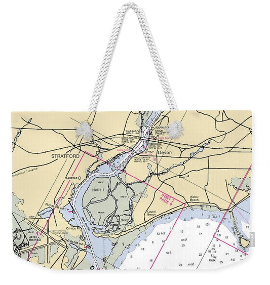 Stratford -connecticut Nautical Chart _v2 - Weekender Tote Bag