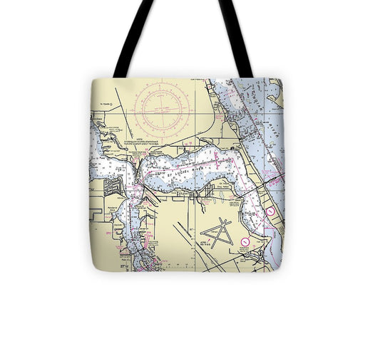 Stuart Florida Nautical Chart Tote Bag