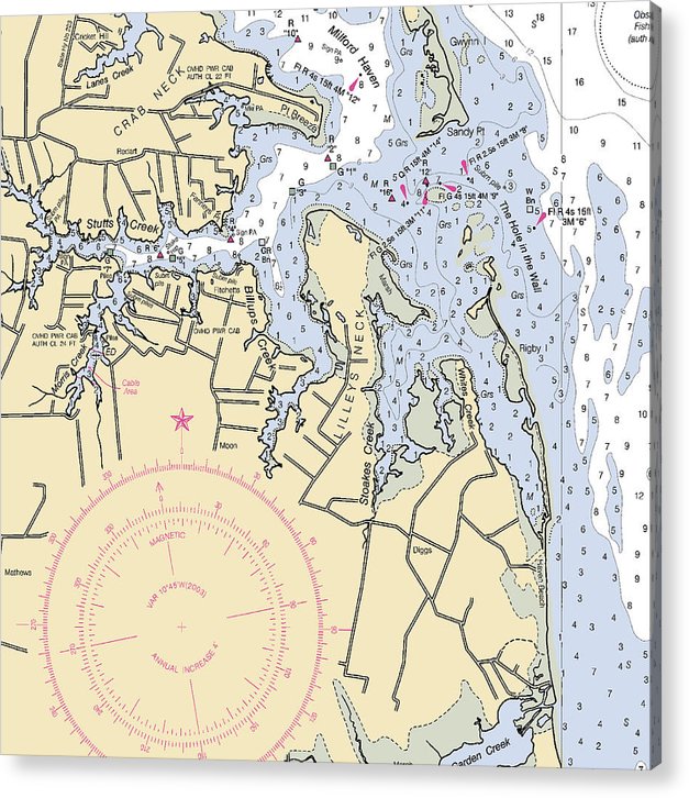 Stutts Creek-Virginia Nautical Chart  Acrylic Print