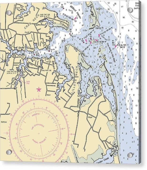 Stutts Creek-virginia Nautical Chart - Acrylic Print