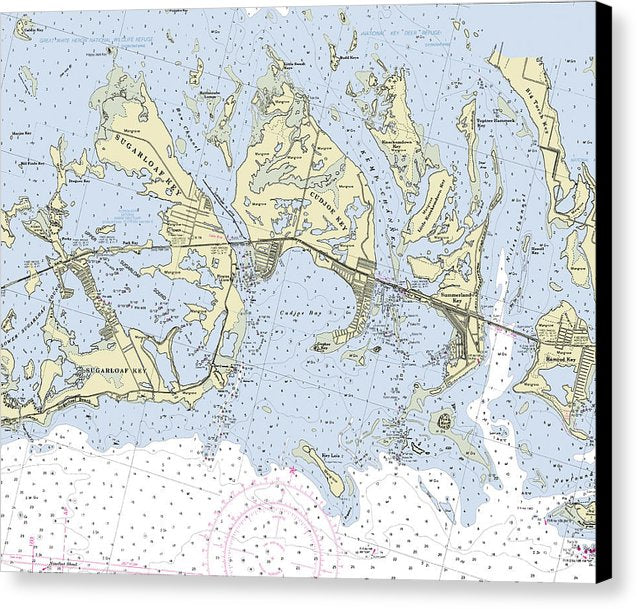 Sugarloaf Key Cudjoe Florida Nautical Chart - Canvas Print