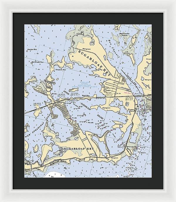 Sugarloaf Key-florida Nautical Chart - Framed Print