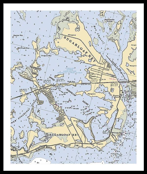 Sugarloaf Key-florida Nautical Chart - Framed Print