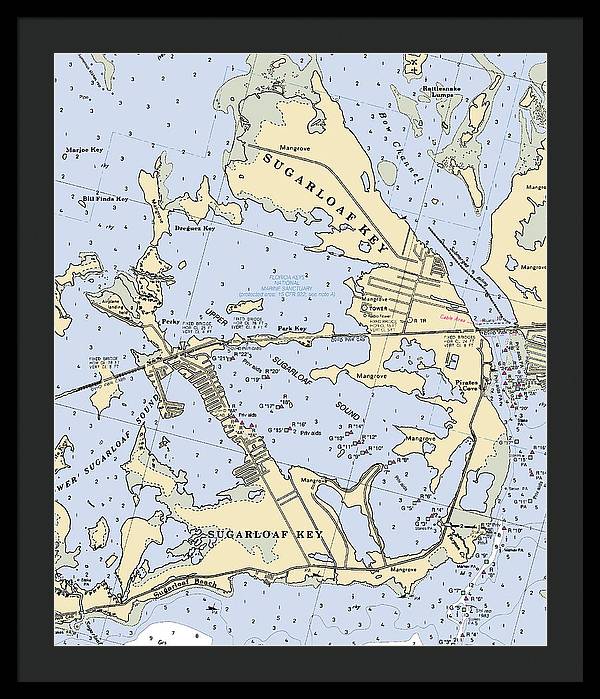 Sugarloaf Key-florida Nautical Chart - Framed Print