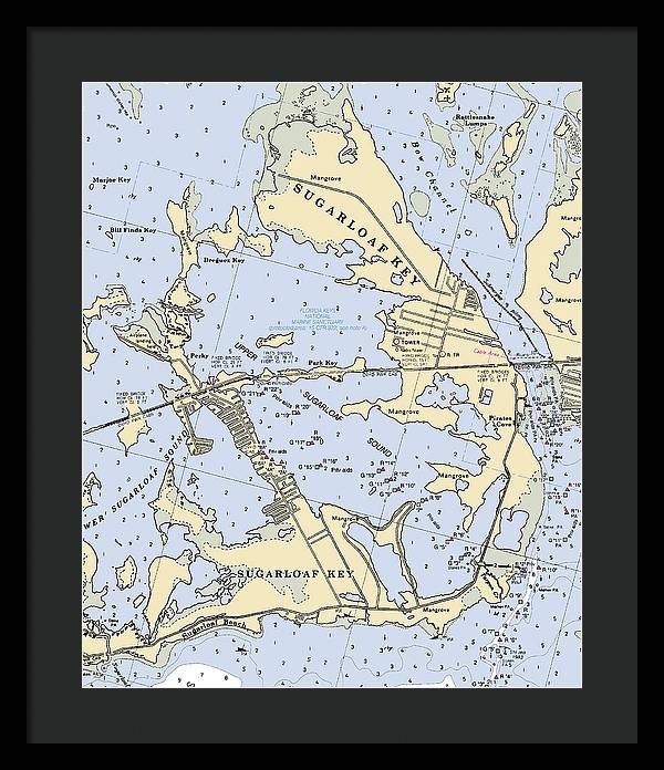 Sugarloaf Key-florida Nautical Chart - Framed Print