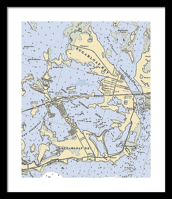 Sugarloaf Key-florida Nautical Chart - Framed Print