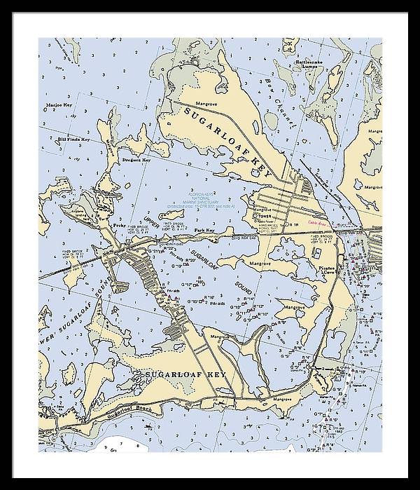 Sugarloaf Key-florida Nautical Chart - Framed Print