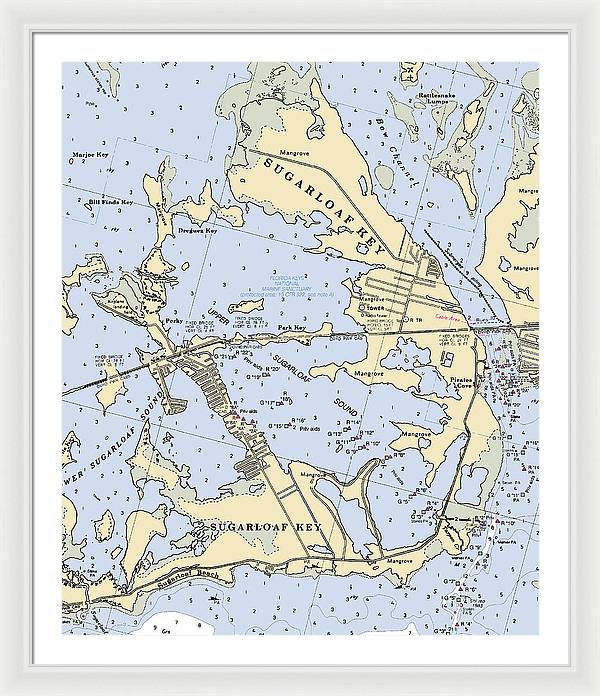 Sugarloaf Key-florida Nautical Chart - Framed Print