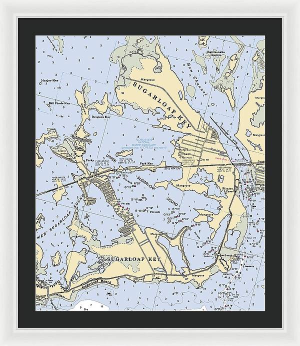 Sugarloaf Key-florida Nautical Chart - Framed Print