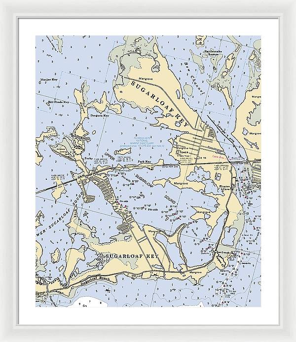 Sugarloaf Key-florida Nautical Chart - Framed Print