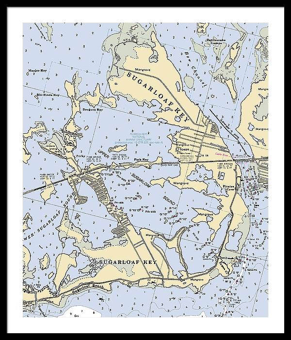 Sugarloaf Key-florida Nautical Chart - Framed Print