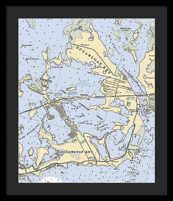 Sugarloaf Key-florida Nautical Chart - Framed Print