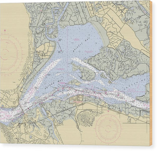 Suisun-Bay -California Nautical Chart _V6 Wood Print