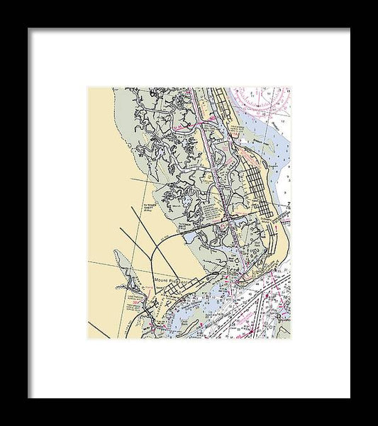 Sullivans Island-south Carolina Nautical Chart - Framed Print