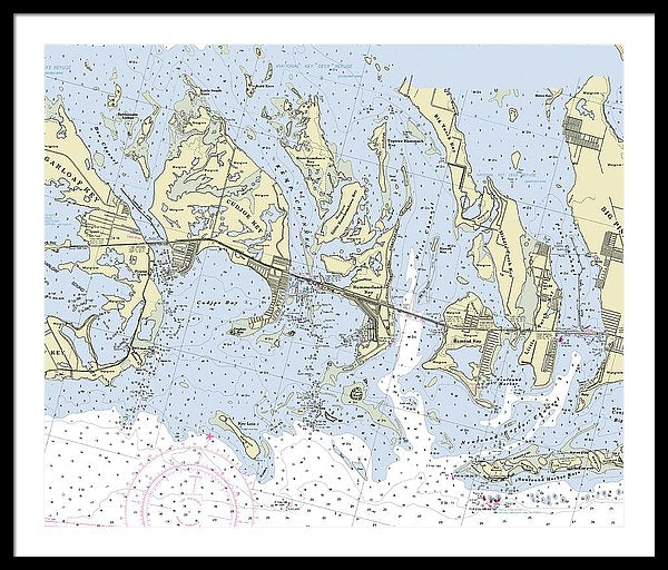 Summerland Key Cudjoe Florida Nautical Chart - Framed Print