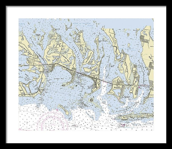 Summerland Key Cudjoe Florida Nautical Chart - Framed Print