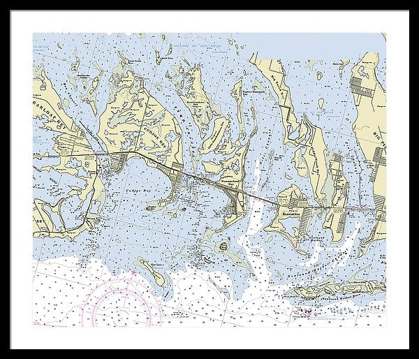 Summerland Key Cudjoe Florida Nautical Chart - Framed Print