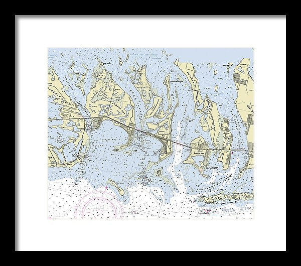 Summerland Key Cudjoe Florida Nautical Chart - Framed Print