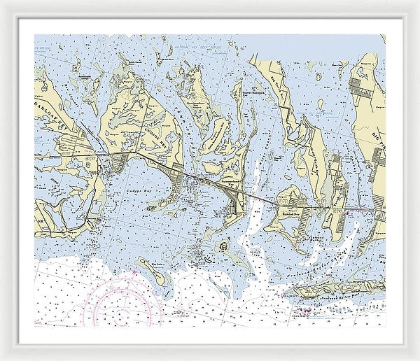 Summerland Key Cudjoe Florida Nautical Chart - Framed Print