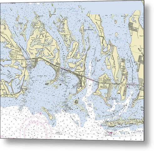 A beuatiful Metal Print of the Summerland Key Cudjoe Florida Nautical Chart - Metal Print by SeaKoast.  100% Guarenteed!