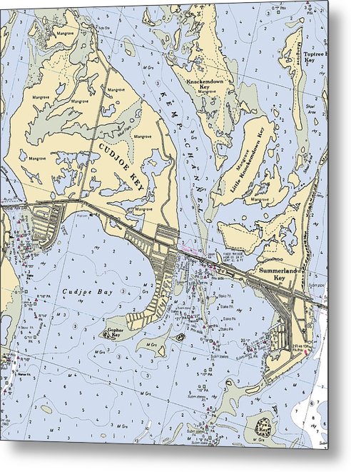 7" x 8" Summerland Keys-Florida Nautical Chart - Metal Print - SeaKoast