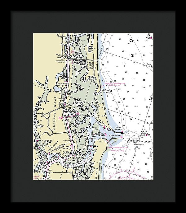 Sunset Beach North Carolina Nautical Chart - Framed Print
