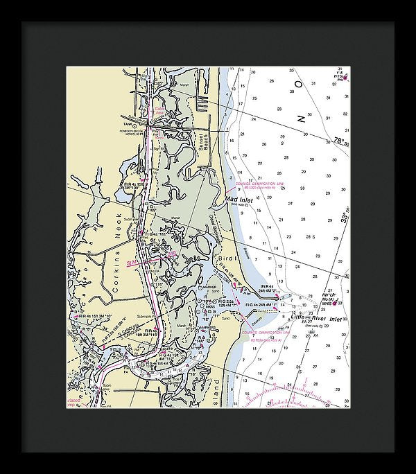 Sunset Beach North Carolina Nautical Chart - Framed Print