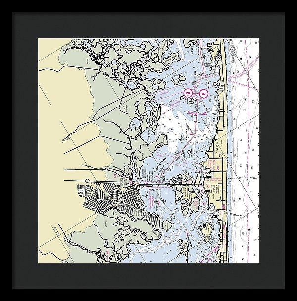 Surf City New Jersey Nautical Chart - Framed Print
