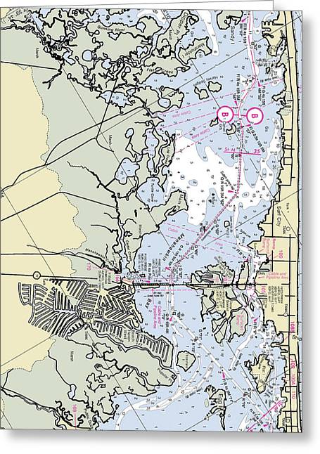 Surf City New Jersey Nautical Chart - Greeting Card