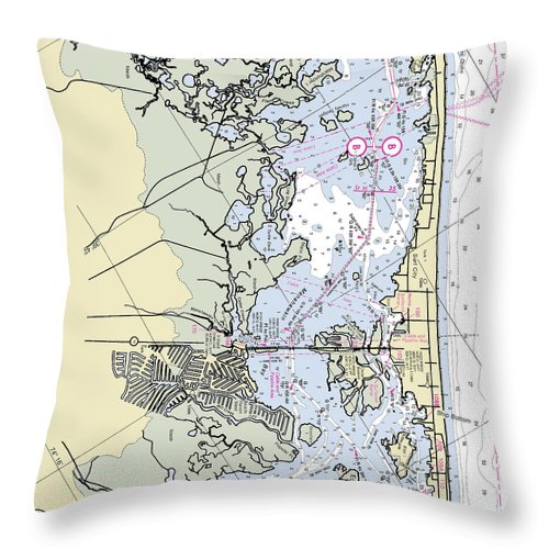 Surf City New Jersey Nautical Chart - Throw Pillow