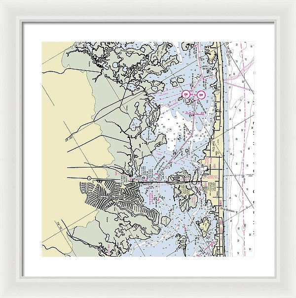 Surf City New Jersey Nautical Chart - Framed Print