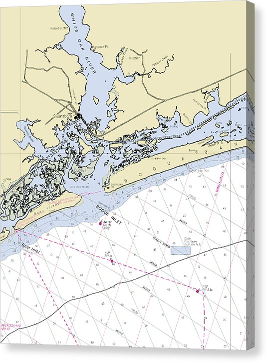 Swansboro North Carolina Nautical Chart Canvas Print