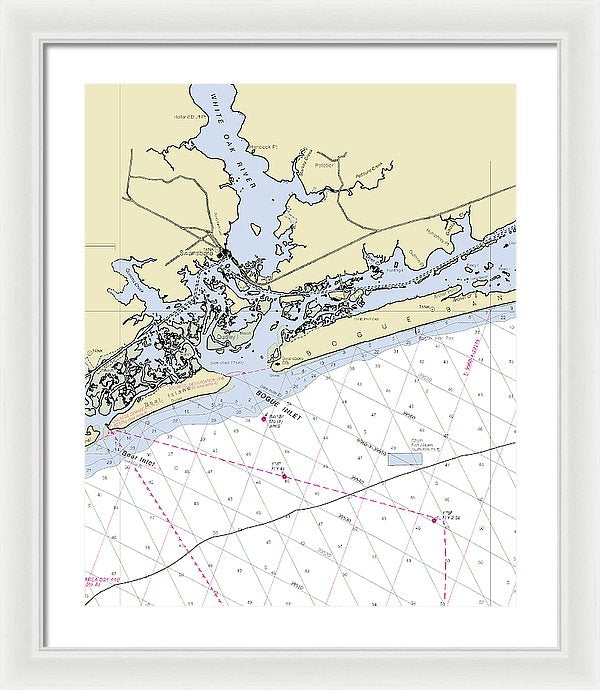 Swansboro North Carolina Nautical Chart - Framed Print