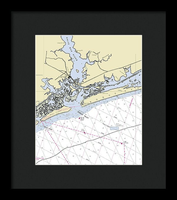 Swansboro North Carolina Nautical Chart - Framed Print