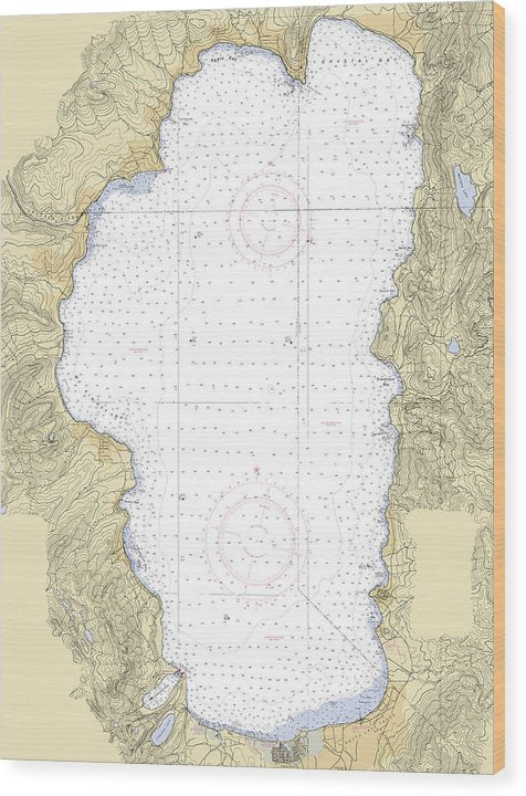 Tahoe -California Nautical Chart _V6 Wood Print