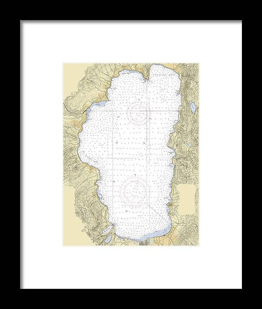 Tahoe -california Nautical Chart _v6 - Framed Print