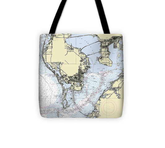 Tampa Bay Florida Nautical Chart Tote Bag