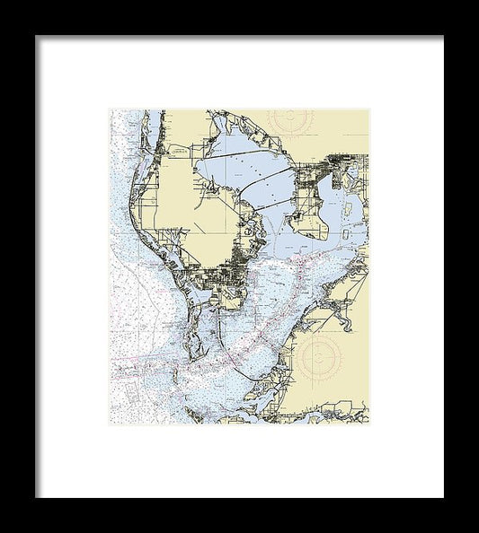 Tampa Bay Florida Nautical Chart - Framed Print