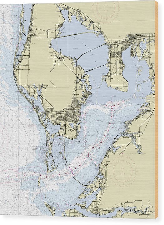 Tampa Bay Florida Nautical Chart Wood Print