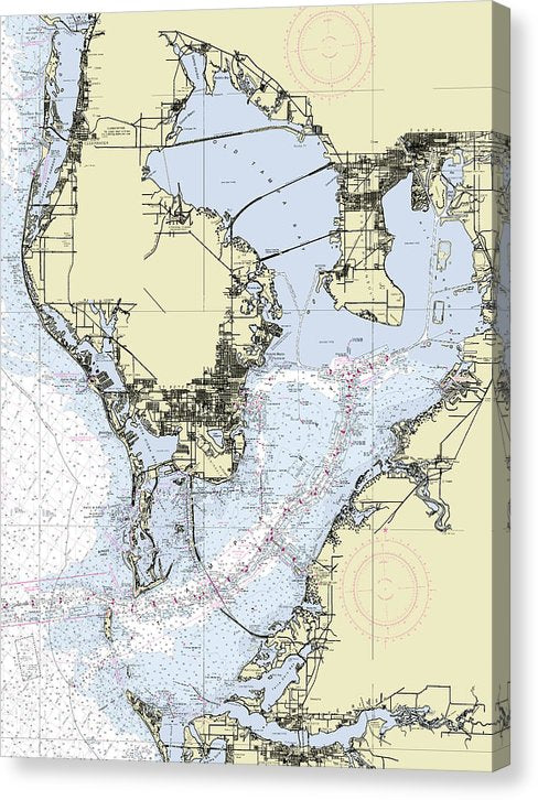Tampa Bay Nautical Chart Canvas Print